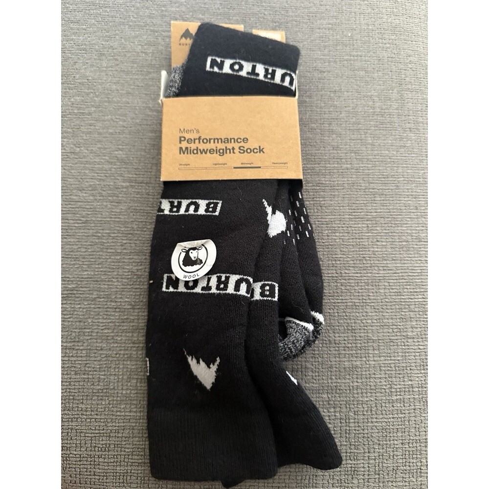 Burton Performance Midweight Wool Snowboard Ski Socks Mens Large NWT Black
